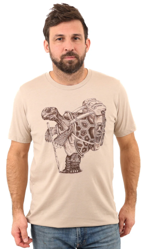 Hiking Tortoise Tee Tan