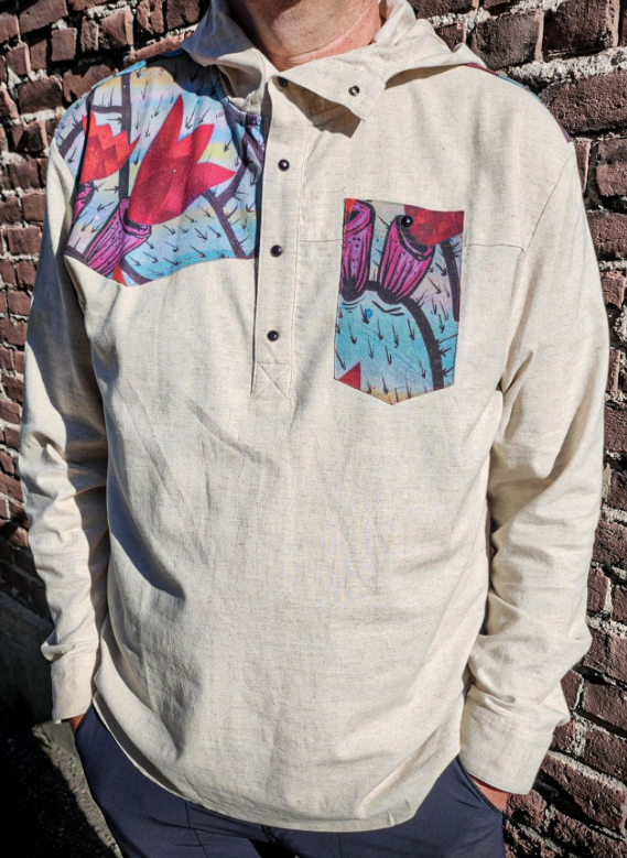 Low Tide Stretch Linen Hood Cactus