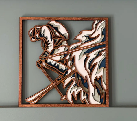 Wooden Skier Art