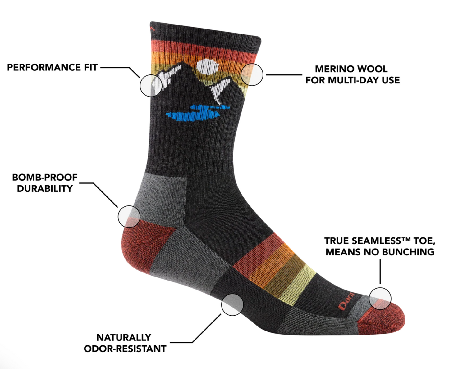 Darn Tough Sunset Ridge Micro Crew Hiking Socks Men