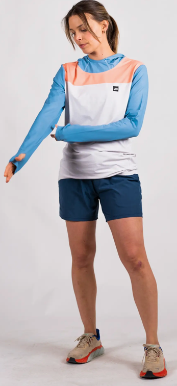 Womens sun Hood White Blue Orange