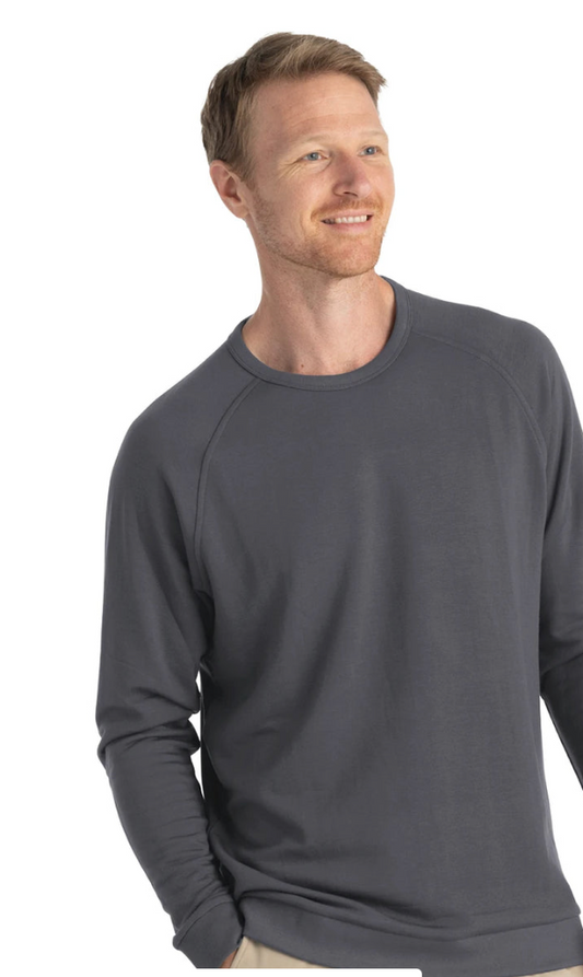 Men's Bamboo Lightweight Fleece Crew Black Sand
