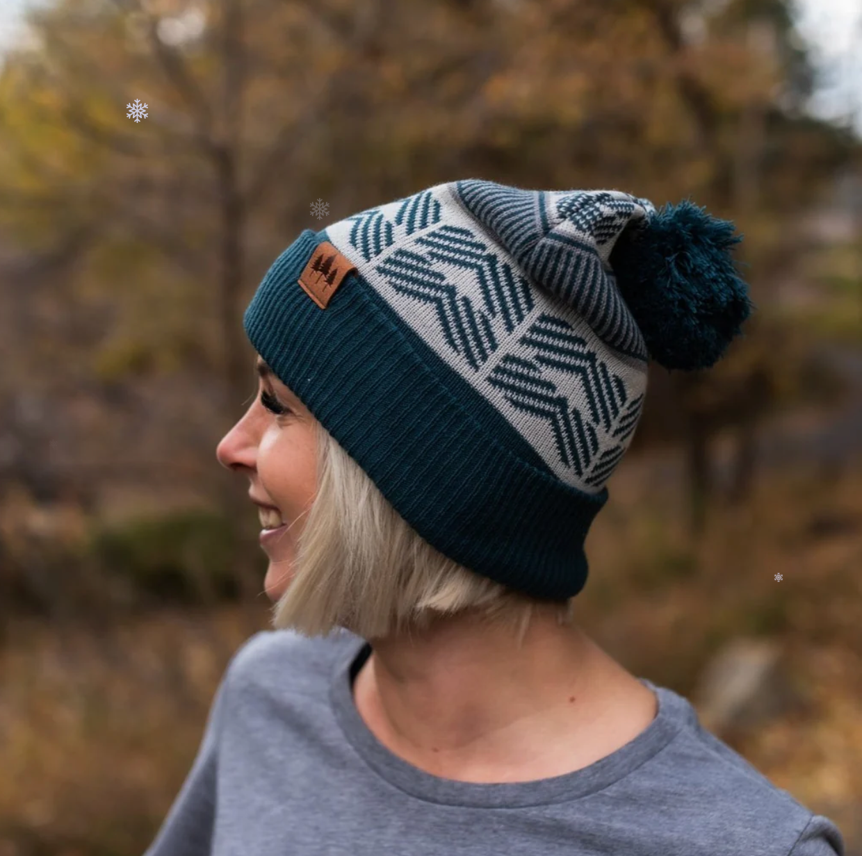 Montana Scene Fold Over PomPom Beanie