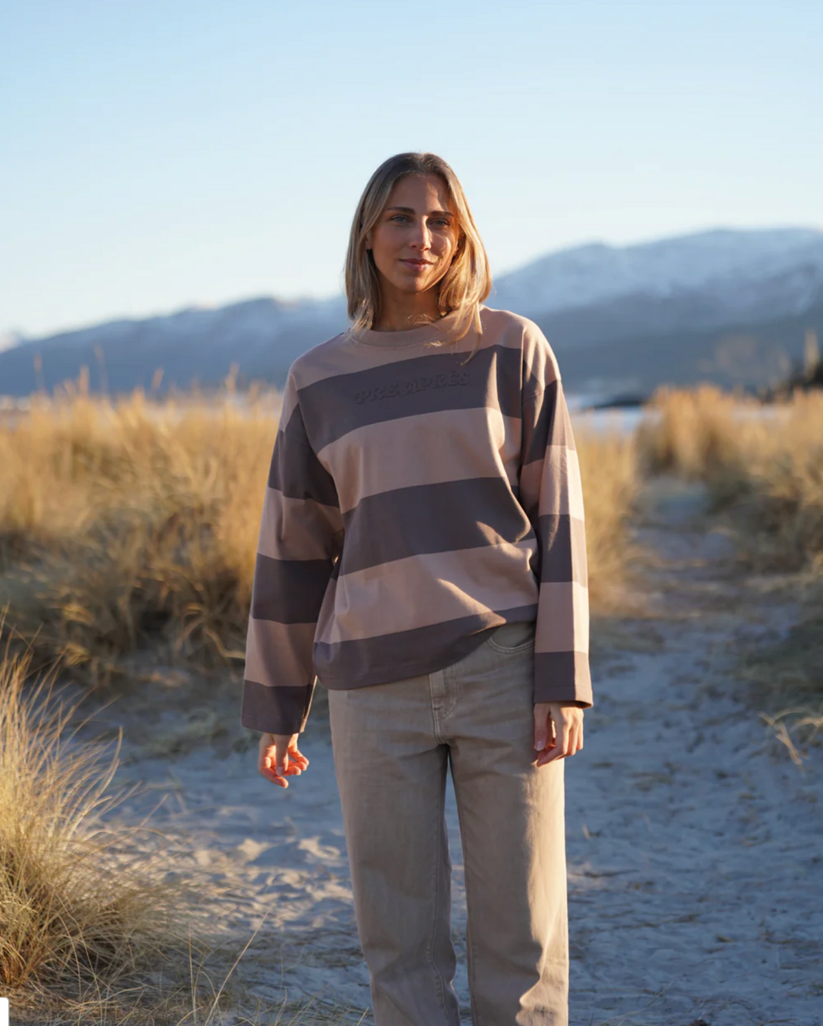 Pre Apres Distressed Striped Long Sleeve