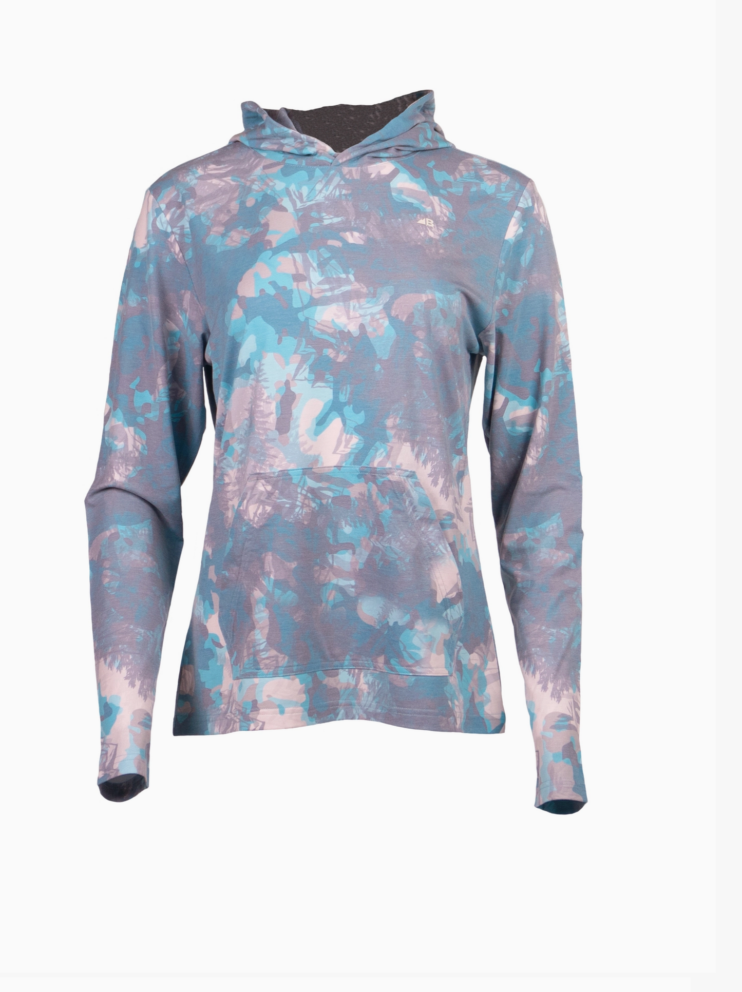 Belong Designs Traverse Tek Hoodie- Aqua Woodland Splash