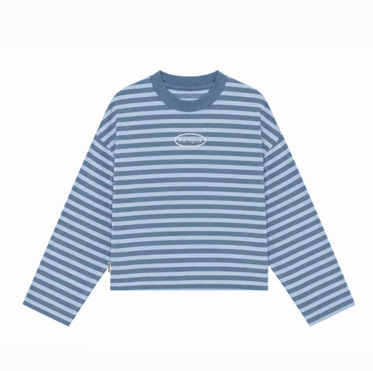 Pre Apres Logo Striped Long Sleeve- Blue/Blue