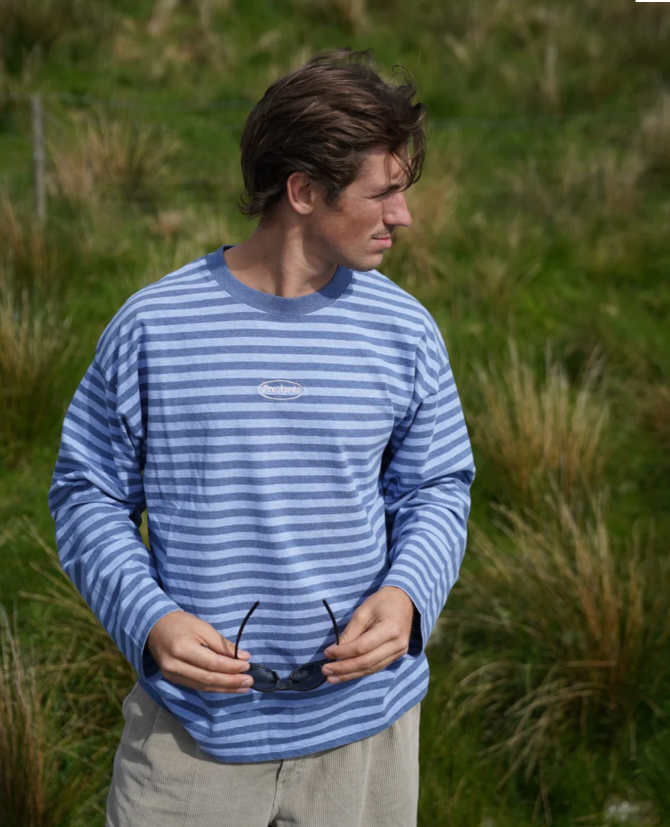 Pre Apres Logo Striped Long Sleeve- Blue/Blue