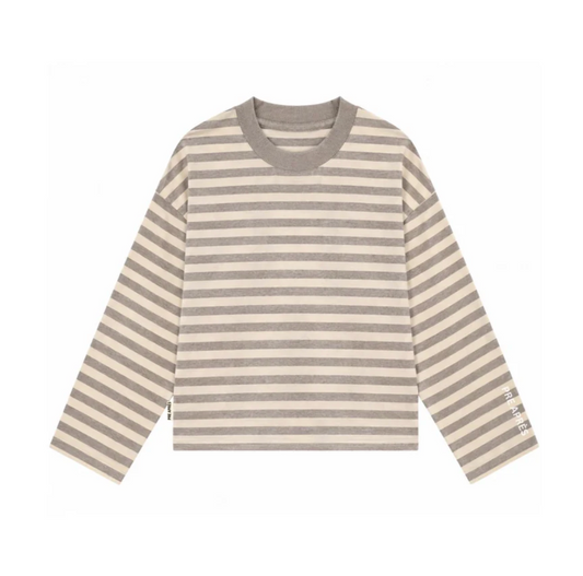 Pre Apres Logo Striped Long Sleeve- Brown/Yellow