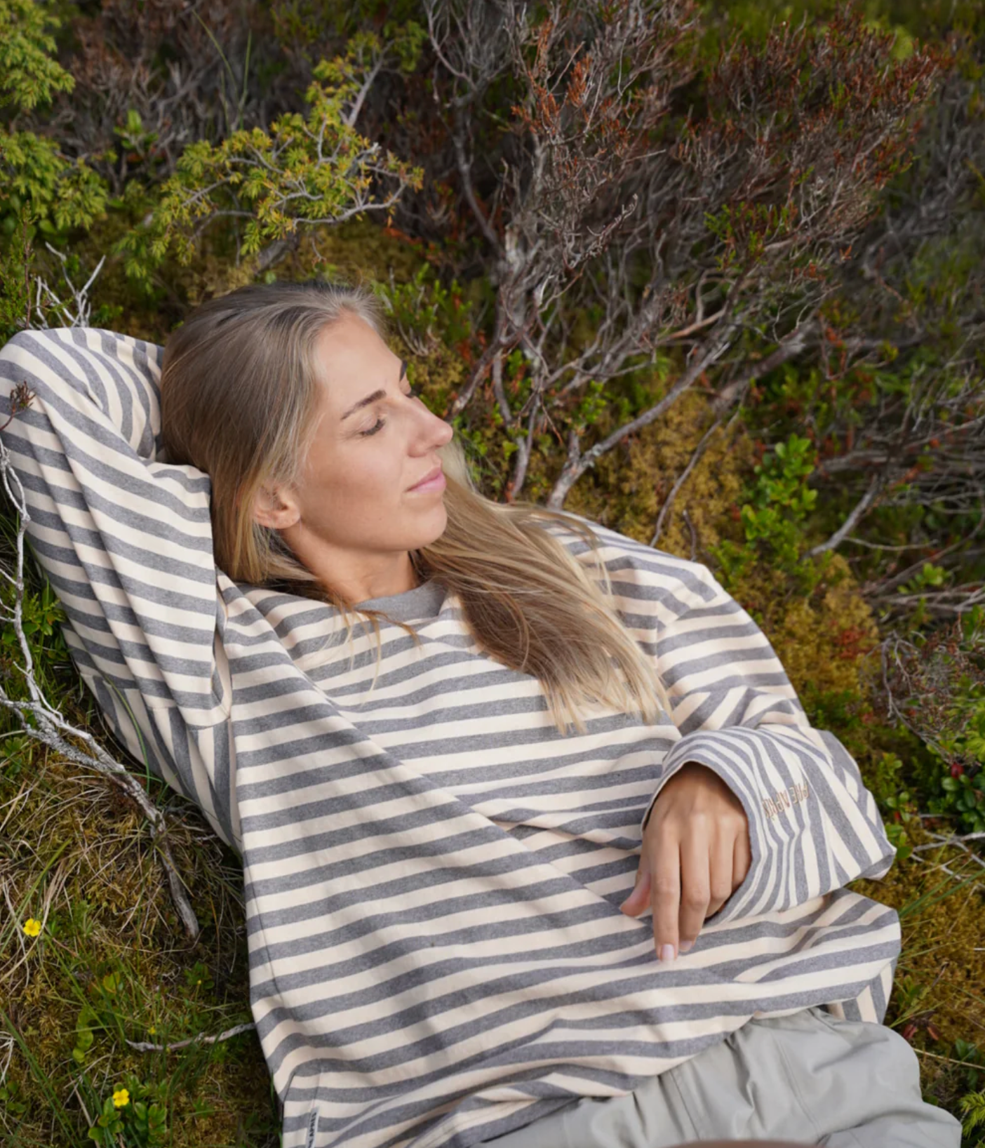 Pre Apres Logo Striped Long Sleeve- Brown/Yellow