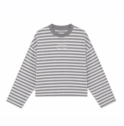 Pre Apres Logo Striped Long Sleeve- Grey/Grey