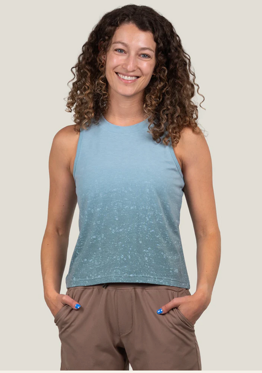 Women's High Country Crop Tank Blue Loam