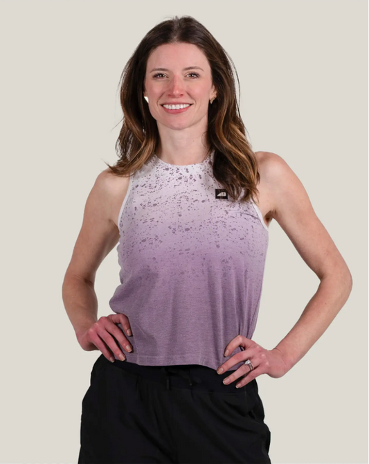 Belong Designs Women's High Country Crop Top- Purple Loam