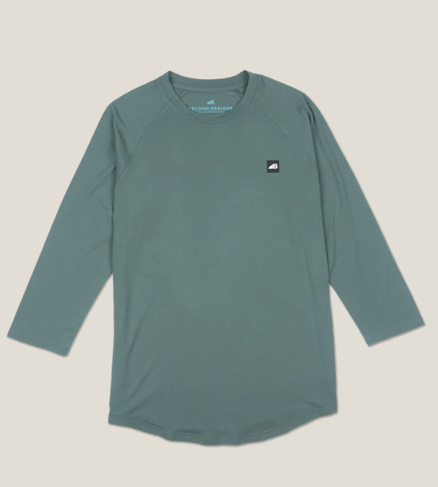 Belong Designs Traverse Tek 3/4 sleeve tee teal
