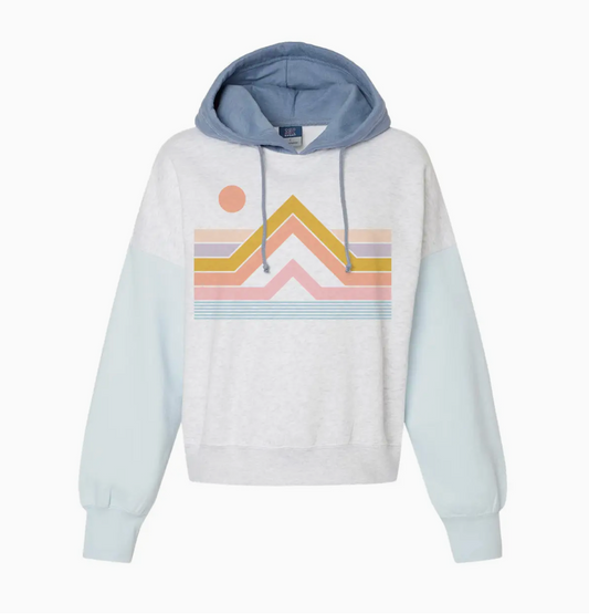 Retro Colorblock Mountain Hoodie