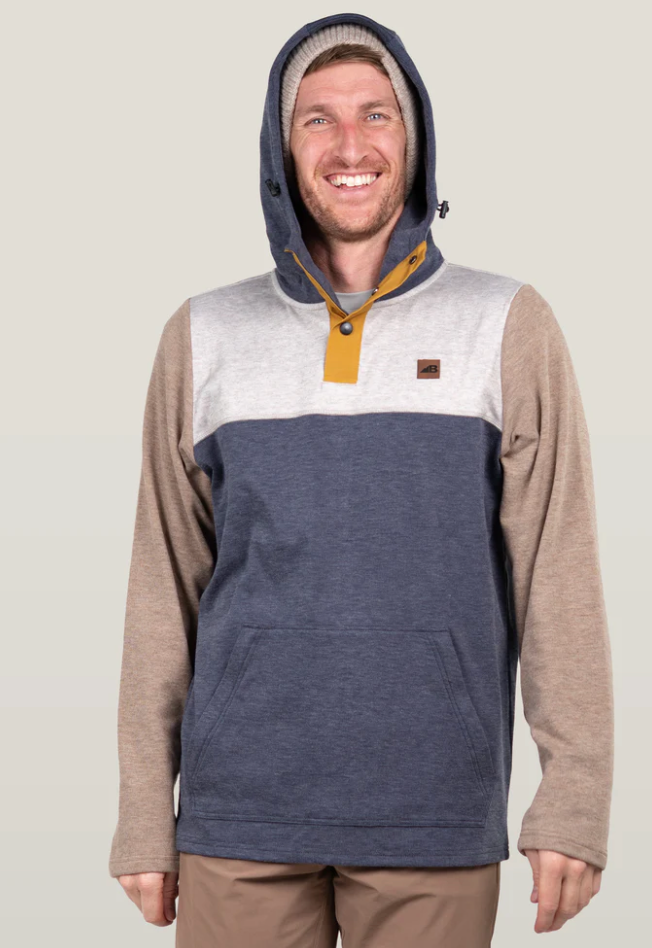 Mens Powell Fleece Hoodie Vintage Heather Midnight