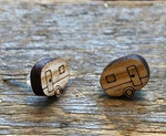 Wooden Happy Camper Earrings
