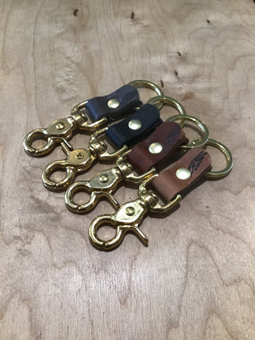 Swivel Snap Bison Leather Keychain